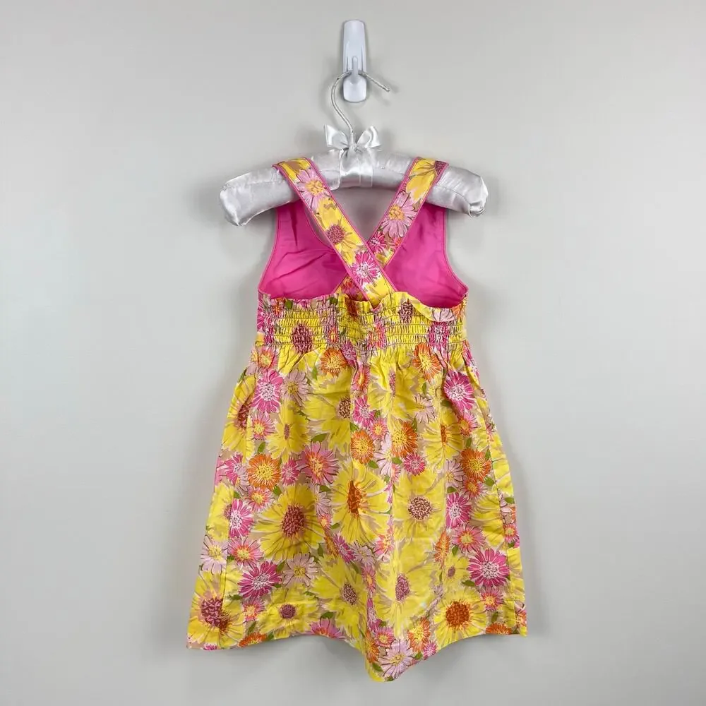 Vintage Y2K OshKosh B'gosh Yellow Pink Floral Sun Dress 2T